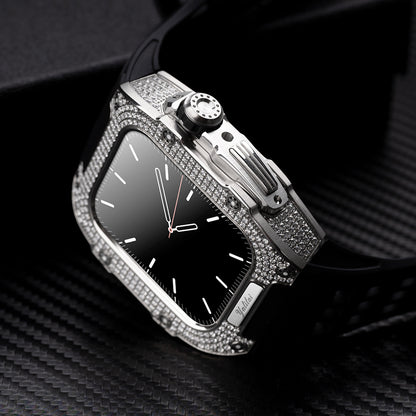 Titanium Alloy With Rhinestone iWatch Cases Apple Watch Shell 